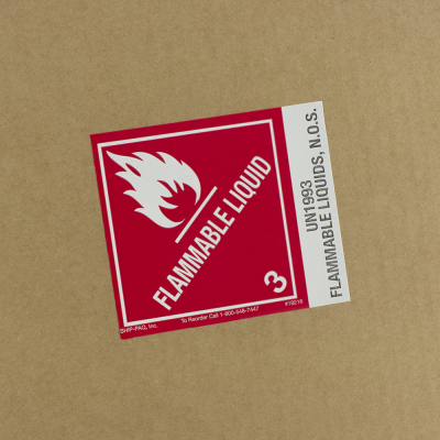 DOT Hazardous Warning Labels - Butt Cut - 18216 - 4x4.75 UN1993 Flammable Liquids NOS.png